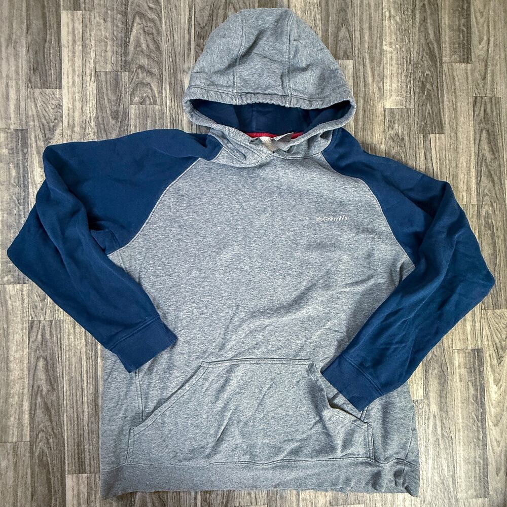 Columbia Sportswear Gray Blue Raglan Hoodie Sweatshirt XX-Large XXL